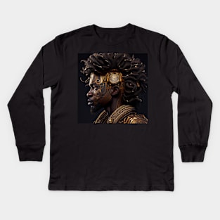 Afro Futuristic Zodiac- Leo Kids Long Sleeve T-Shirt